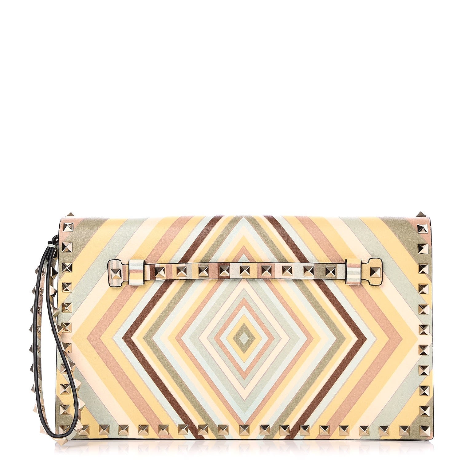 Valentino Garavani Nappa Native Couture 1975 Rockstud Wristlet Clutch Multicolor 1 of 6