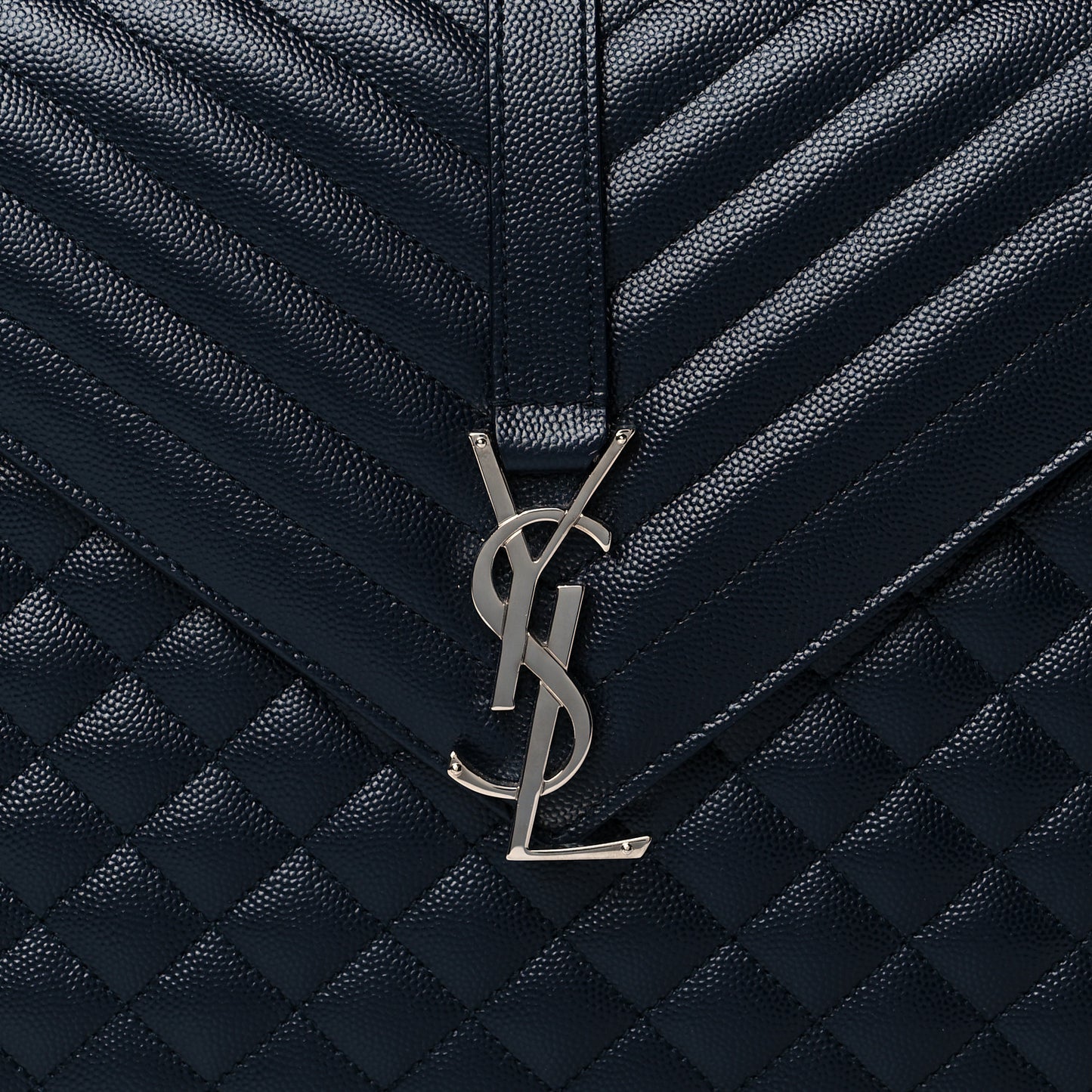 Grain De Poudre Mixed Matelasse Triquilt Large Monogram Satchel Deep Marine