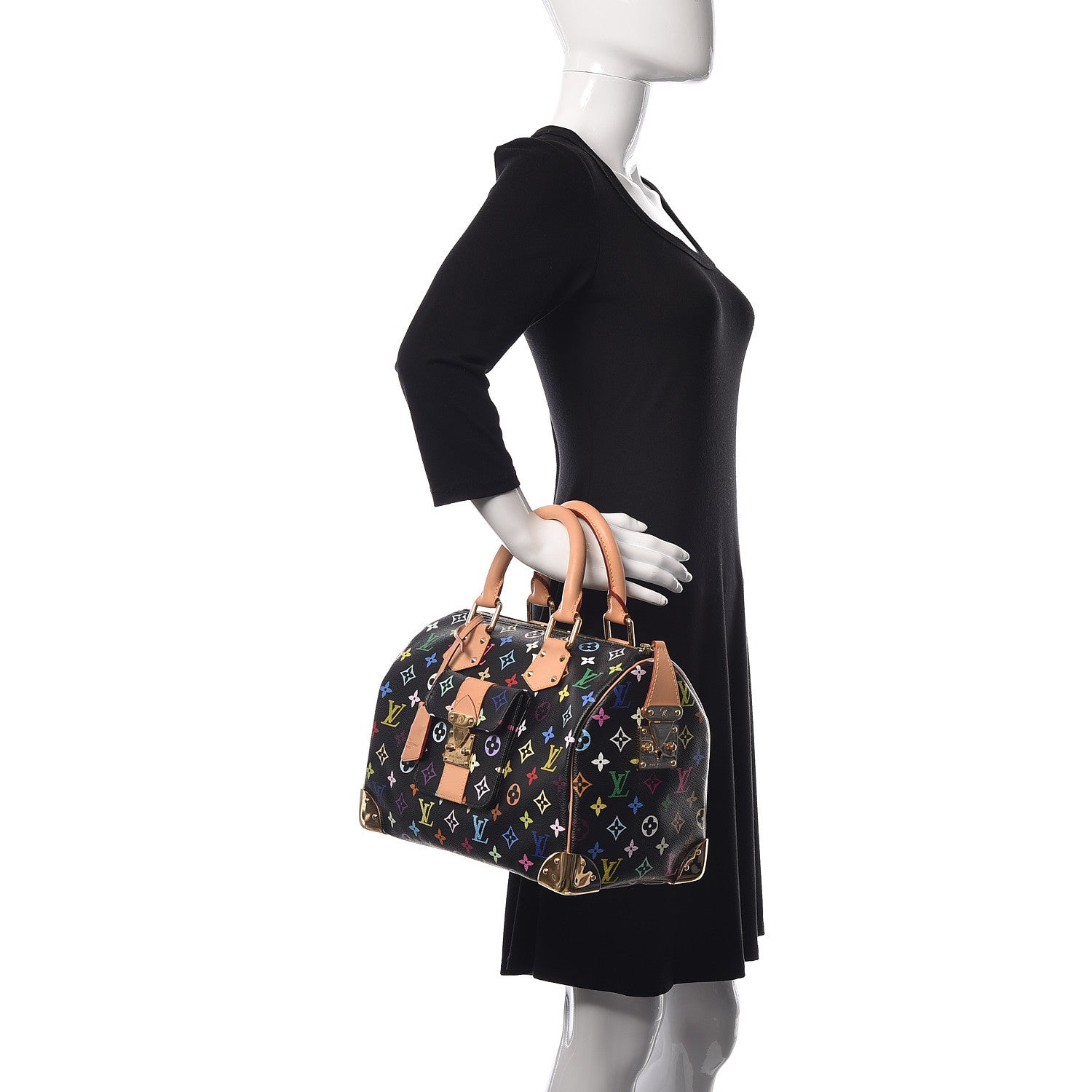 Louis Vuitton Monogram Multicolor Speedy 30 Black 2 of 9
