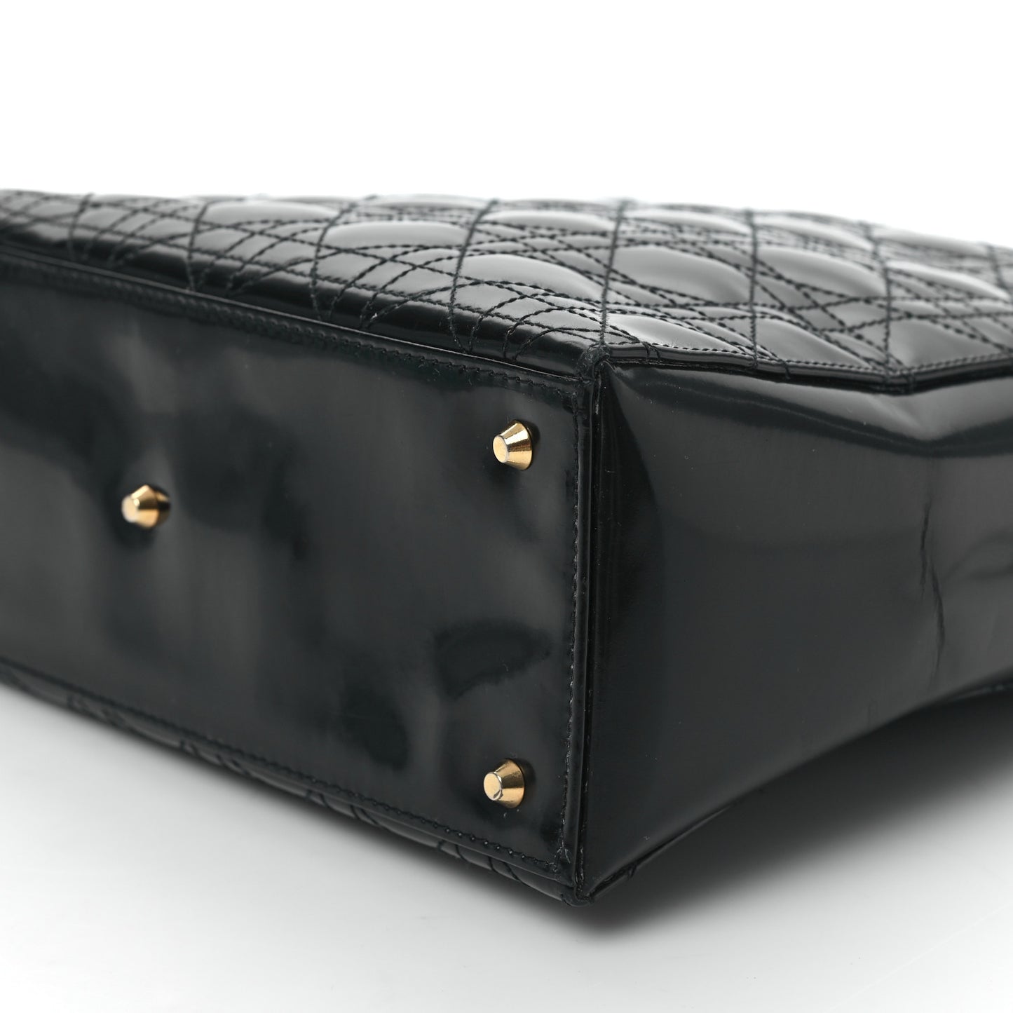 Patent Cannage Shoulder Bag Black