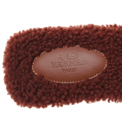 Hermes Woolskin Oran Sandals 38 Cognac 7 of 8