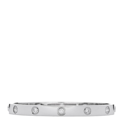 Cartier 18K White Gold 10 Diamond LOVE Bracelet 17 1 of 8