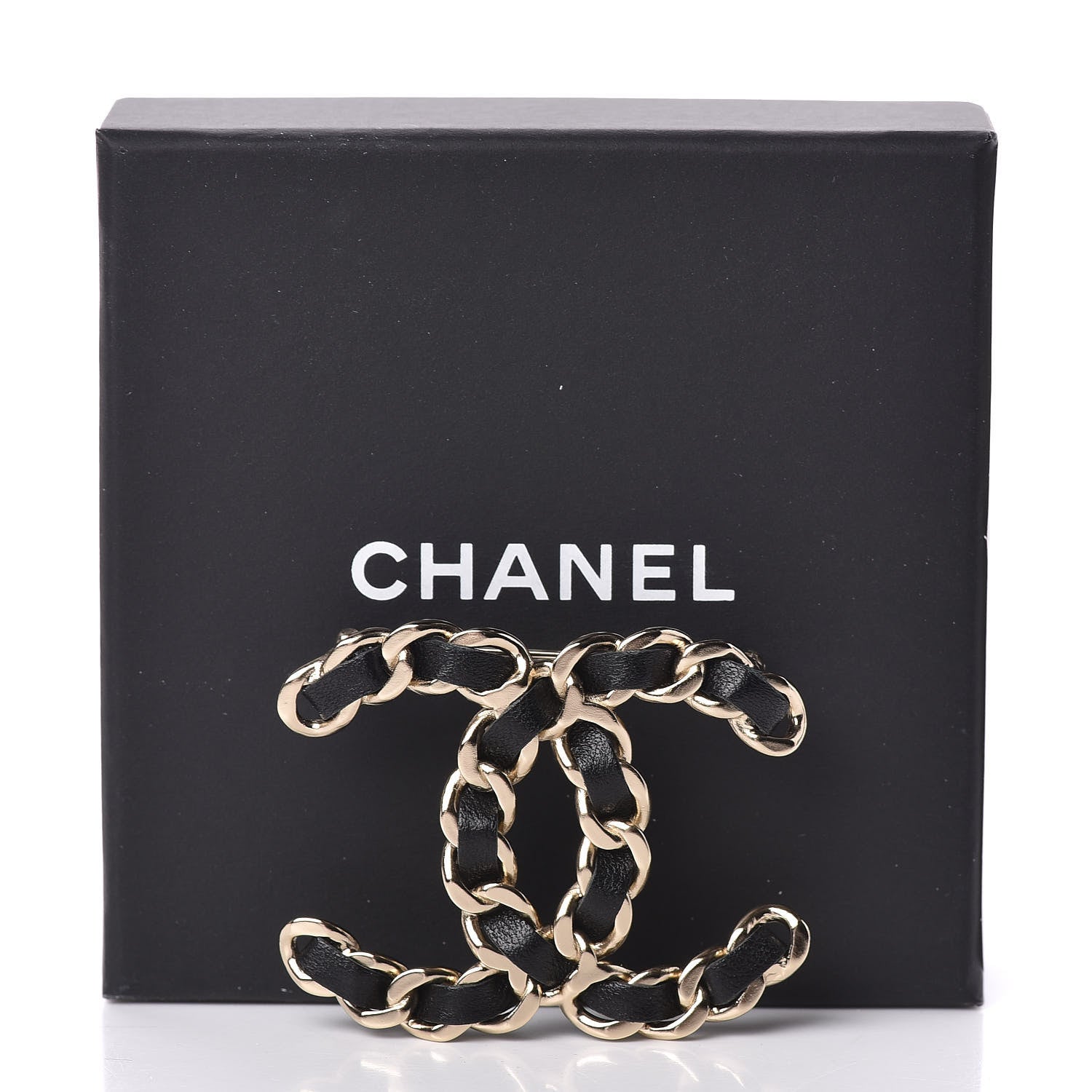 Chanel Lambskin Chain CC Brooch Black Gold 5 of 5
