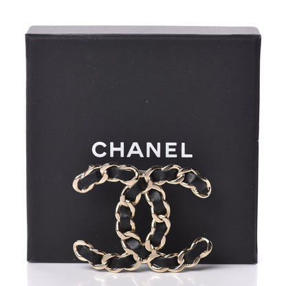Chanel Lambskin Chain CC Brooch Black Gold 5 of 5