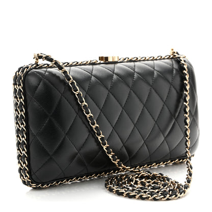 Chanel Lambskin Quilted Chain Around Clutch Black 3 of 10