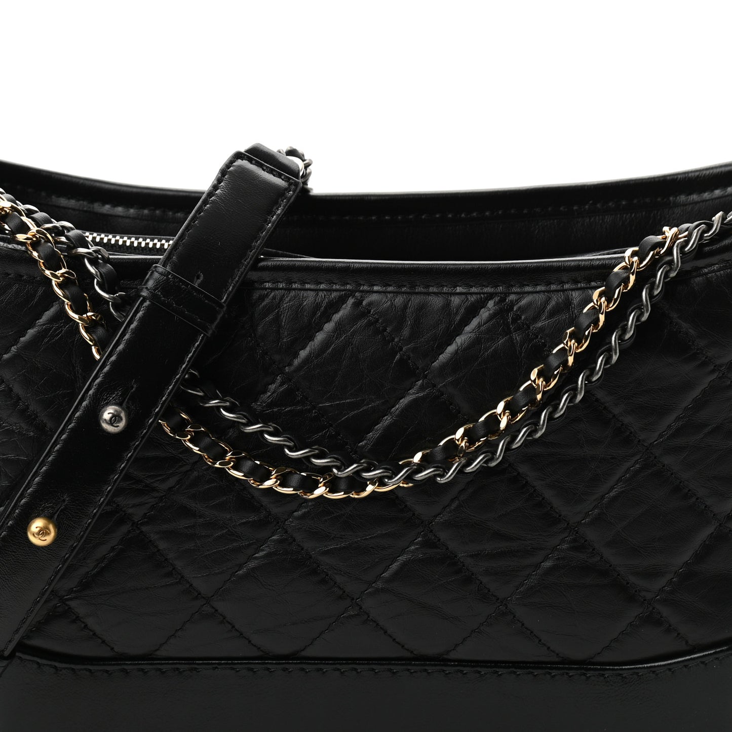 Aged Calfskin Quilted New Medium Gabrielle Hobo Black
