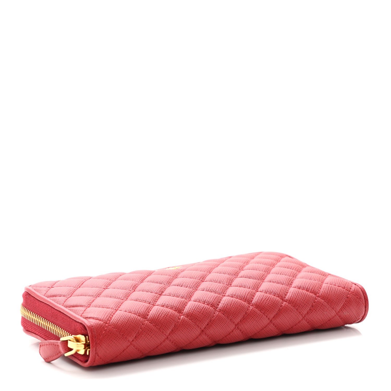 Prada Saffiano Quilted Zip Around Wallet Rosso 4 of 9