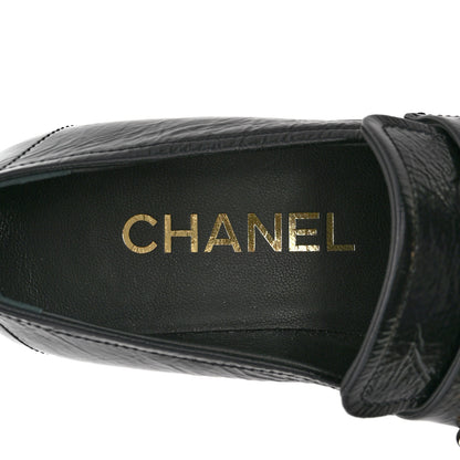Chanel Shiny Calfskin Logo Loafers 37 Black 7 of 10