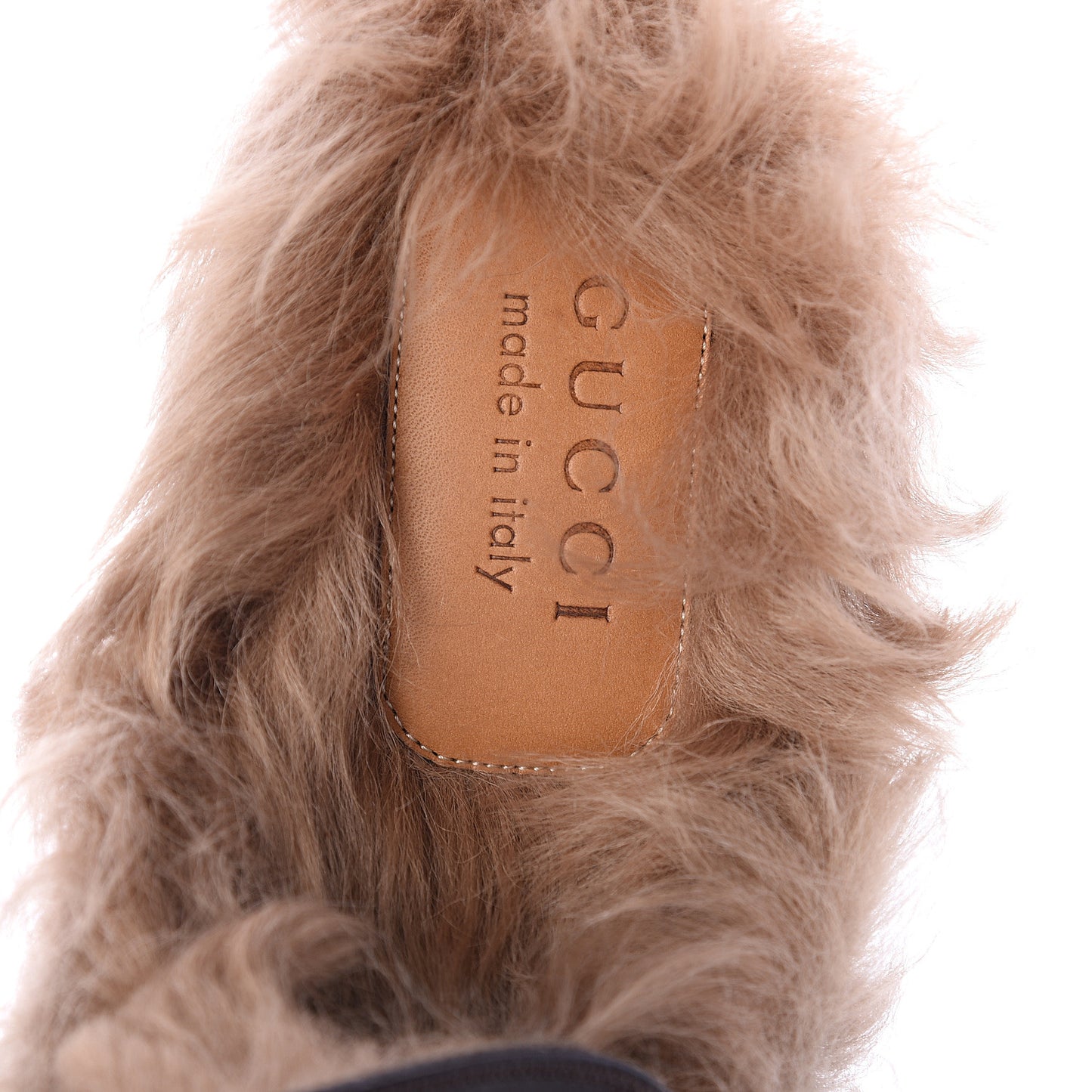 Goatskin Fur Web GG Mens Princetown Slippers 7 Cocoa