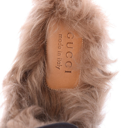 Gucci Goatskin Fur Web GG Mens Princetown Slippers 7 Cocoa 6 of 7