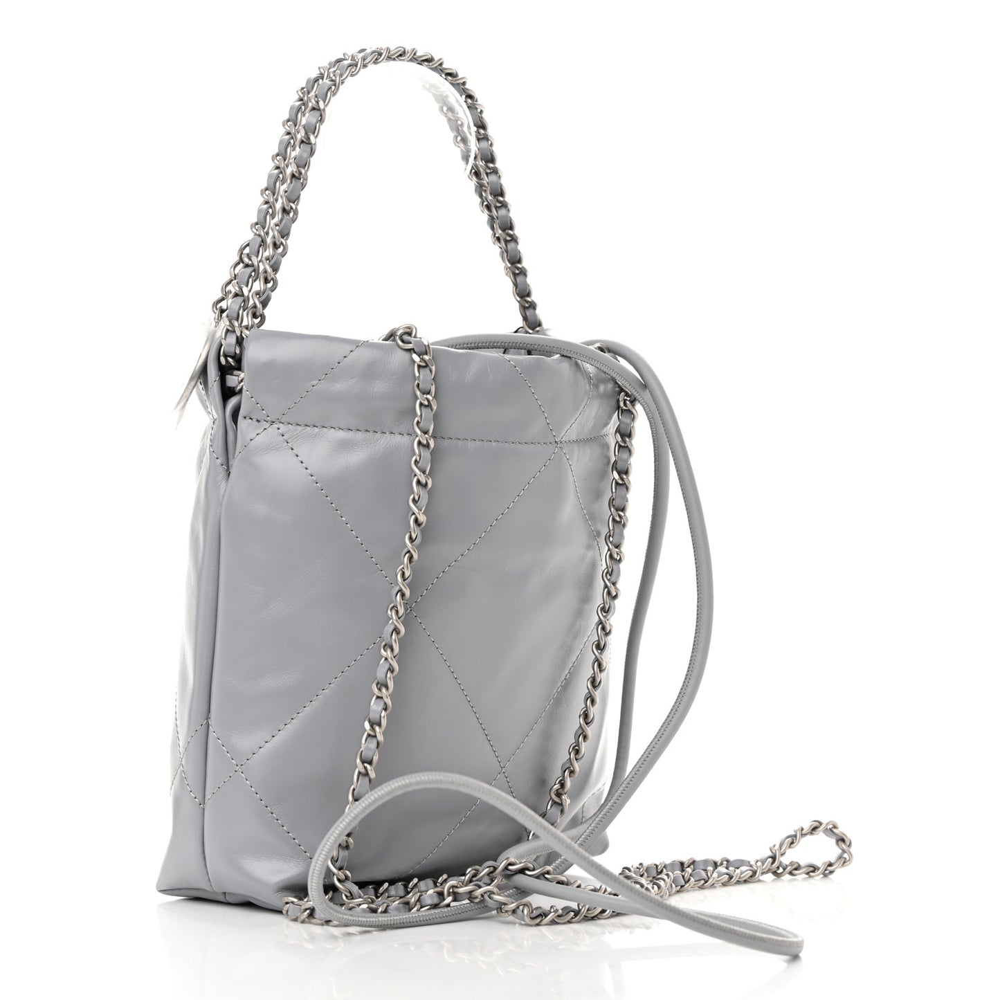 Shiny Calfskin Quilted Mini Chanel 22 Grey