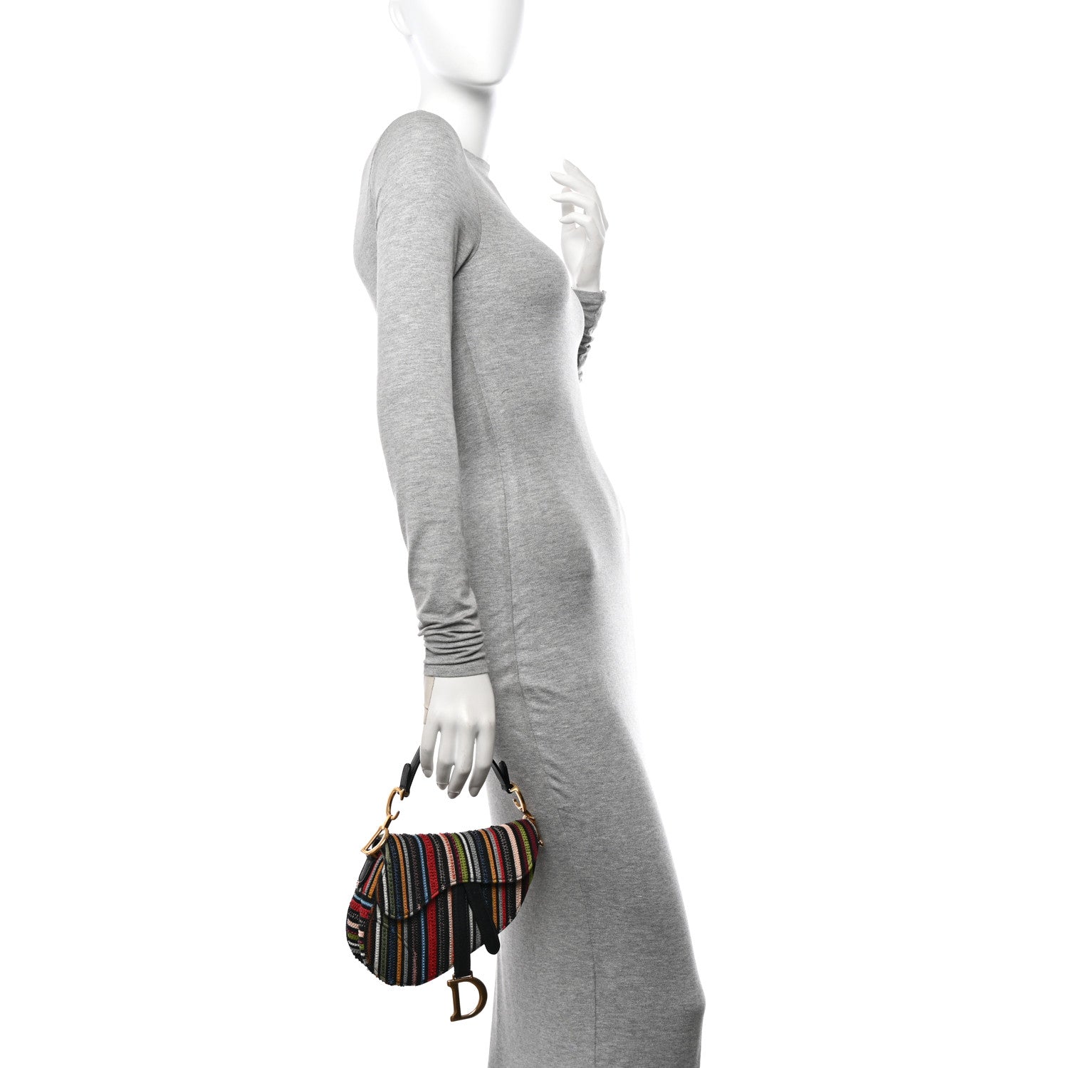 Christian Dior Canvas Embroidered Mini Saddle Bag Multicolor 2 of 11