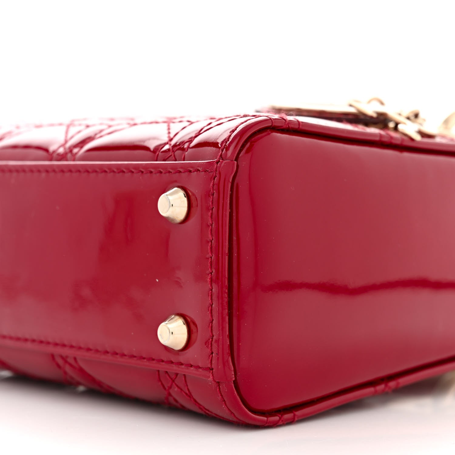 Christian Dior CHRISTIAN DIOR Patent Cannage Mini Lady Dior Red 10 of 11