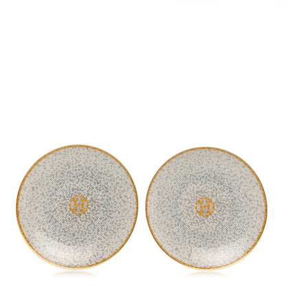 Hermes Porcelain Mosaique Au 24 Bread And Butter Plate Set of 2 Gold 1 of 7