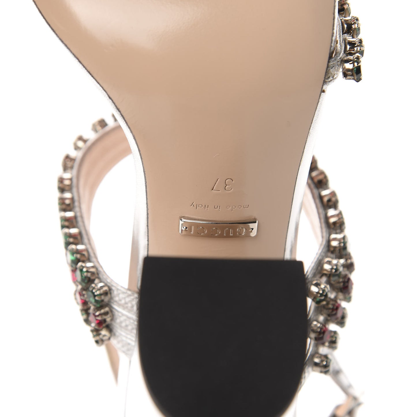 Nappa Silk Crystal Bertie High Heel Sandals 37 Argento