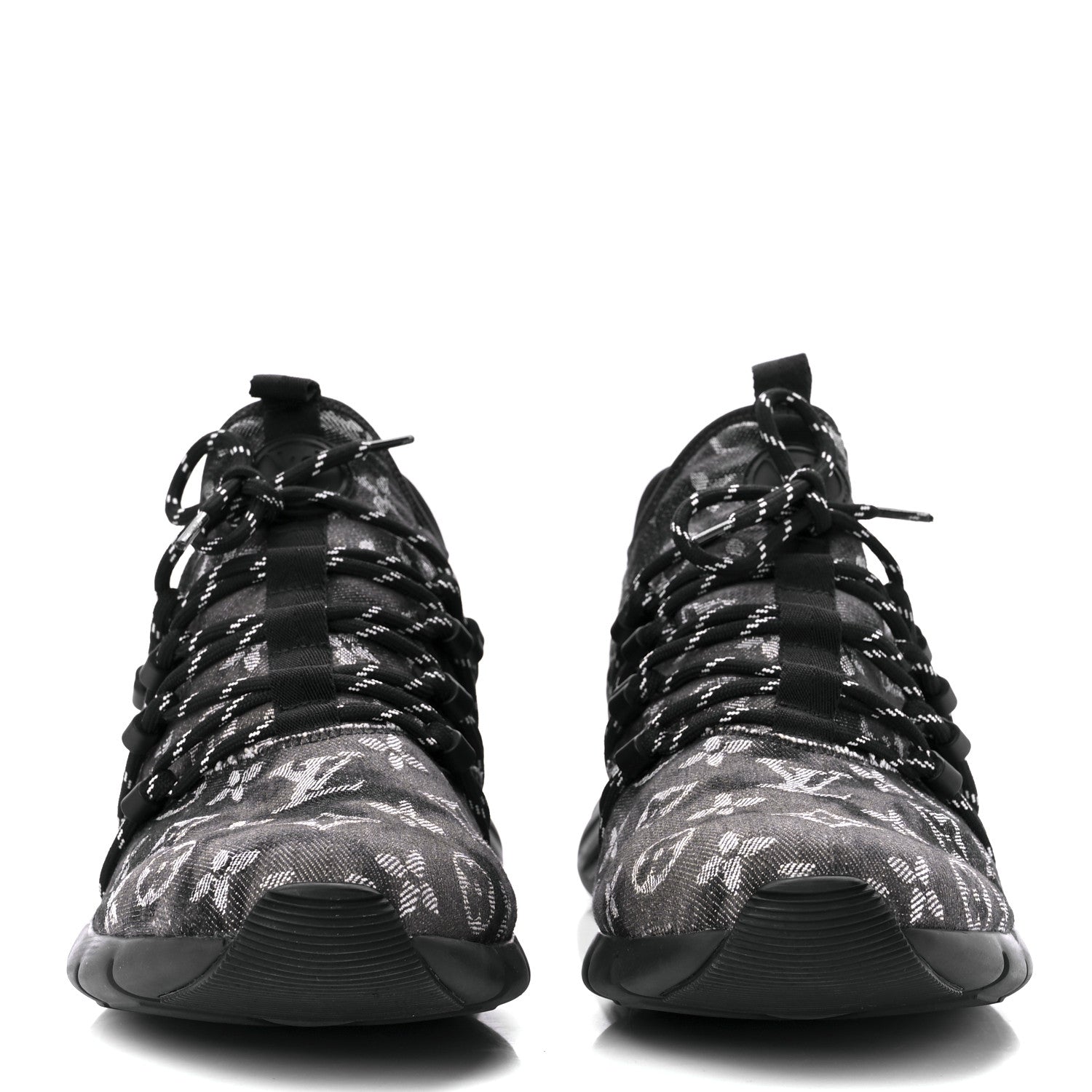 Louis Vuitton Denim Rubber Monogram Tie Dye Mens Fastlane Low Sneakers 9 Black 2 of 9