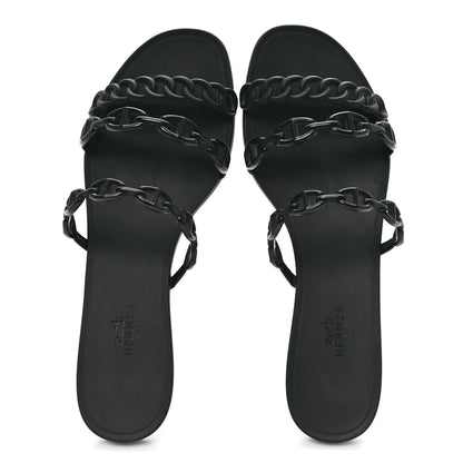Hermes Rubber Chaine d'Ancre Rivage Sandals 38 Black 2 of 10