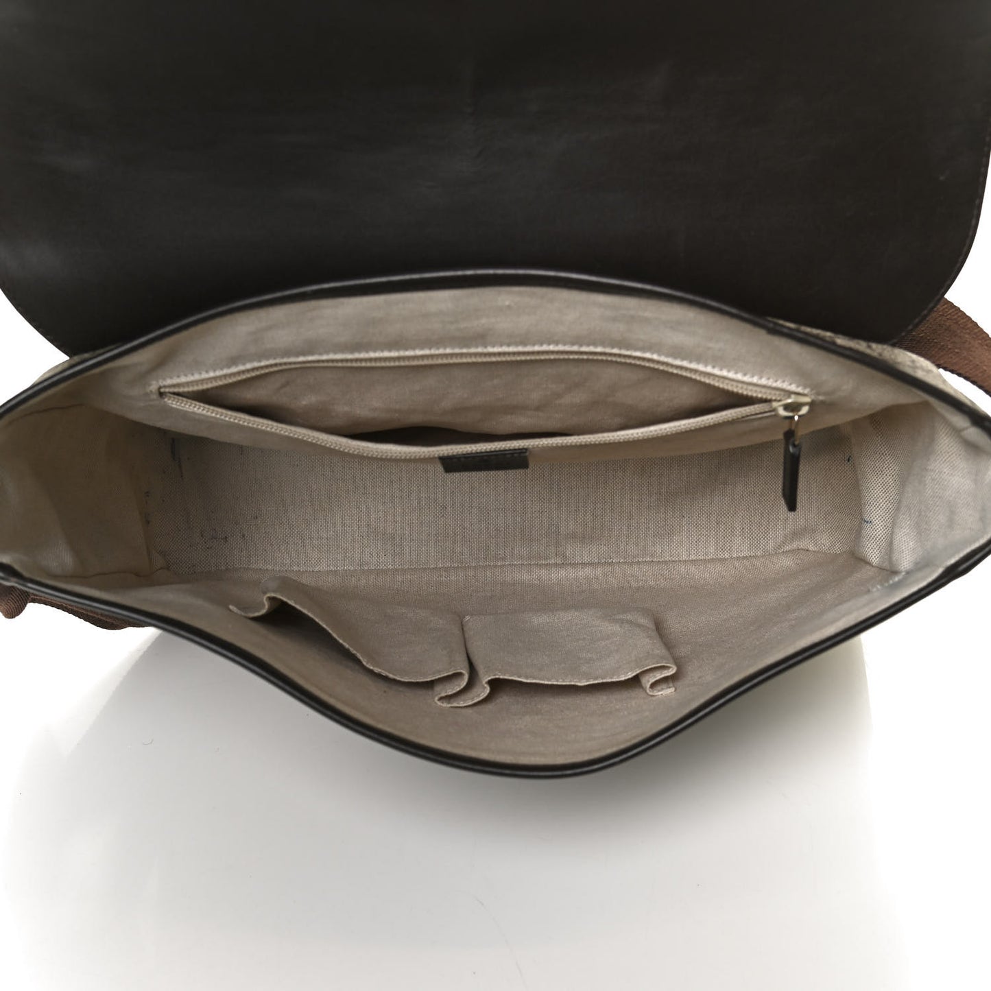 GG Supreme Monogram Selleria Calfskin Large Satchel Messenger Bag Beige Ebony Cocoa Dark Chocolate