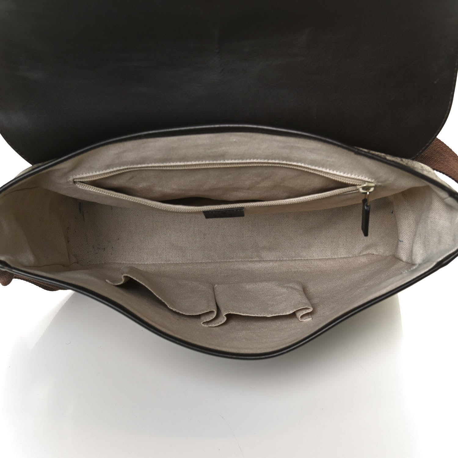 Gucci GG Supreme Monogram Selleria Calfskin Large Satchel Messenger Bag Beige Ebony Cocoa Dark Chocolate 5 of 14