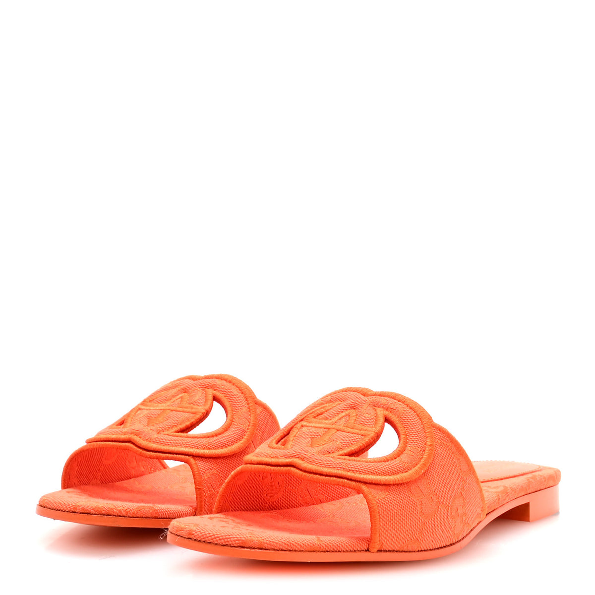 Gucci GG Canvas Interlocking G Cut Out Slide Sandals 37 Orange 4 of 8