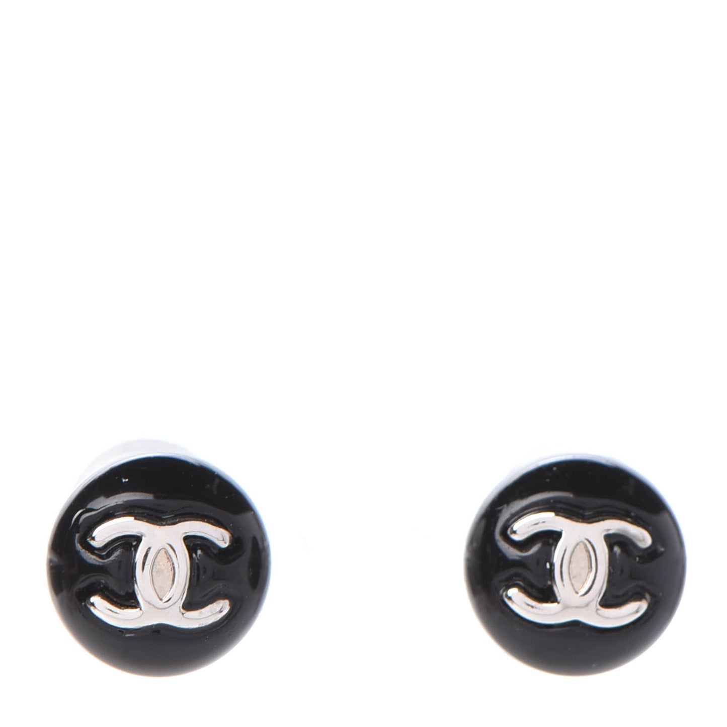Resin CC Stud Earrings Black