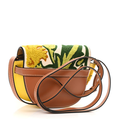 Loewe Calfskin Embroidered Floral Mini Gate Crossbody Bag Yellow 3 of 8