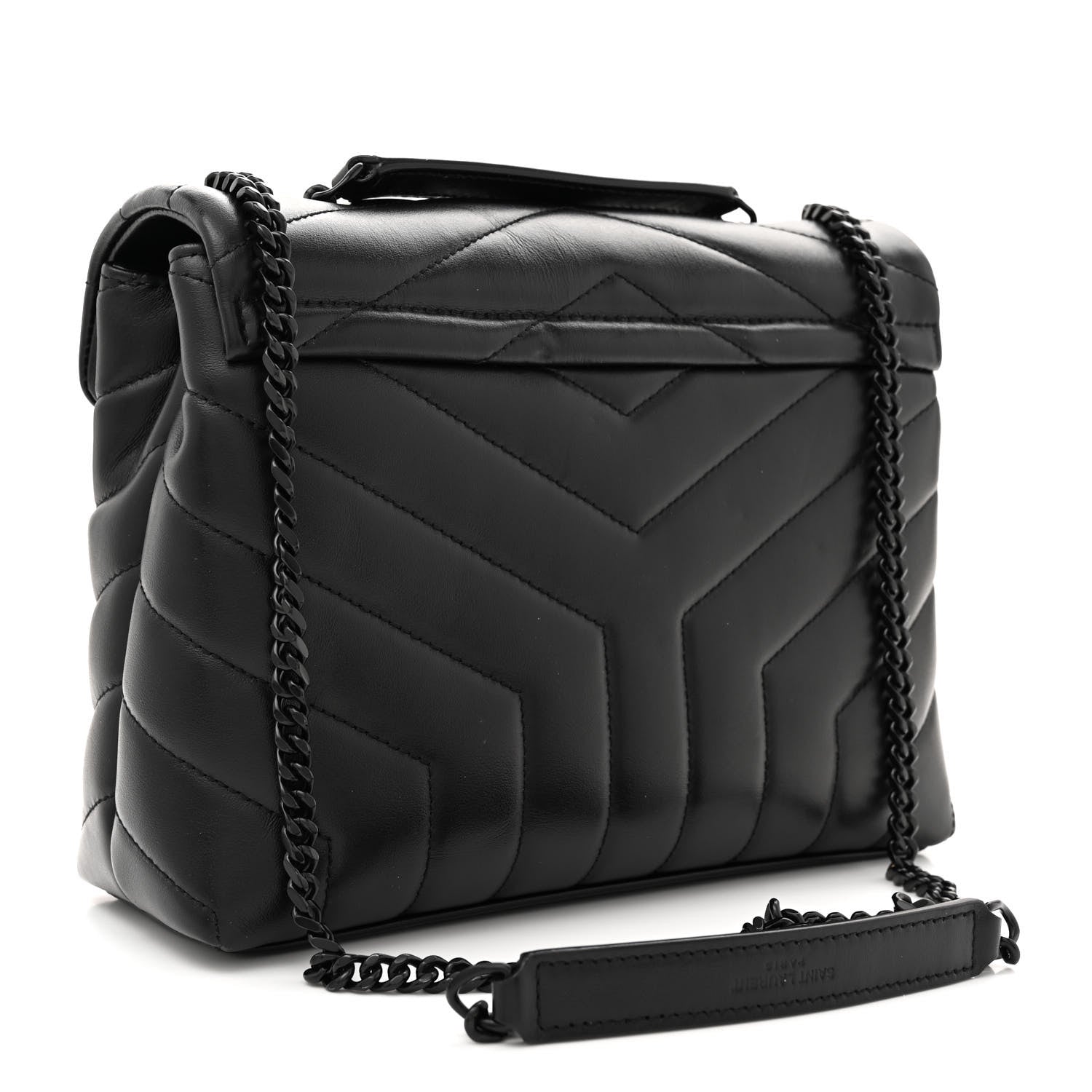 Saint Laurent Calfskin Y Quilted Monogram Monochrome Small Loulou Chain Satchel Black 3 of 10