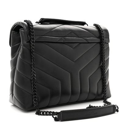 Saint Laurent Calfskin Y Quilted Monogram Monochrome Small Loulou Chain Satchel Black 3 of 10