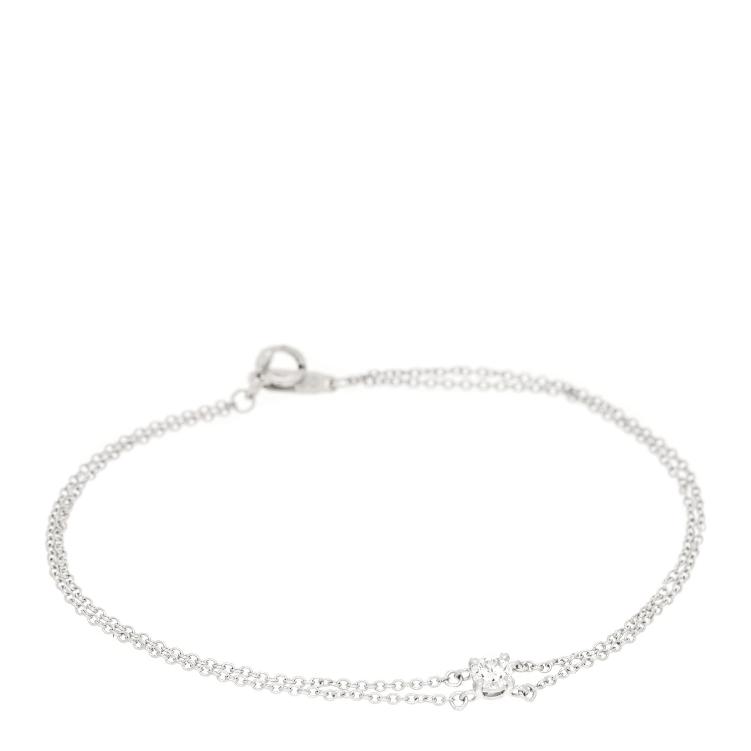 Tiffany Platinum Diamond .17ct Double Chain Solitaire Bracelet 1151968 ...