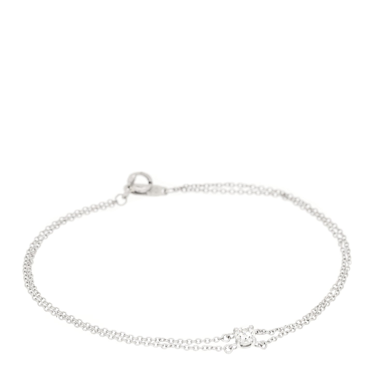Platinum Diamond .17ct Double Chain Solitaire Bracelet
