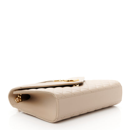 Saint Laurent Grain De Poudre Textured Mixed Matelasse Medium Triquilt Monogram Satchel Dark Beige 4 of 11