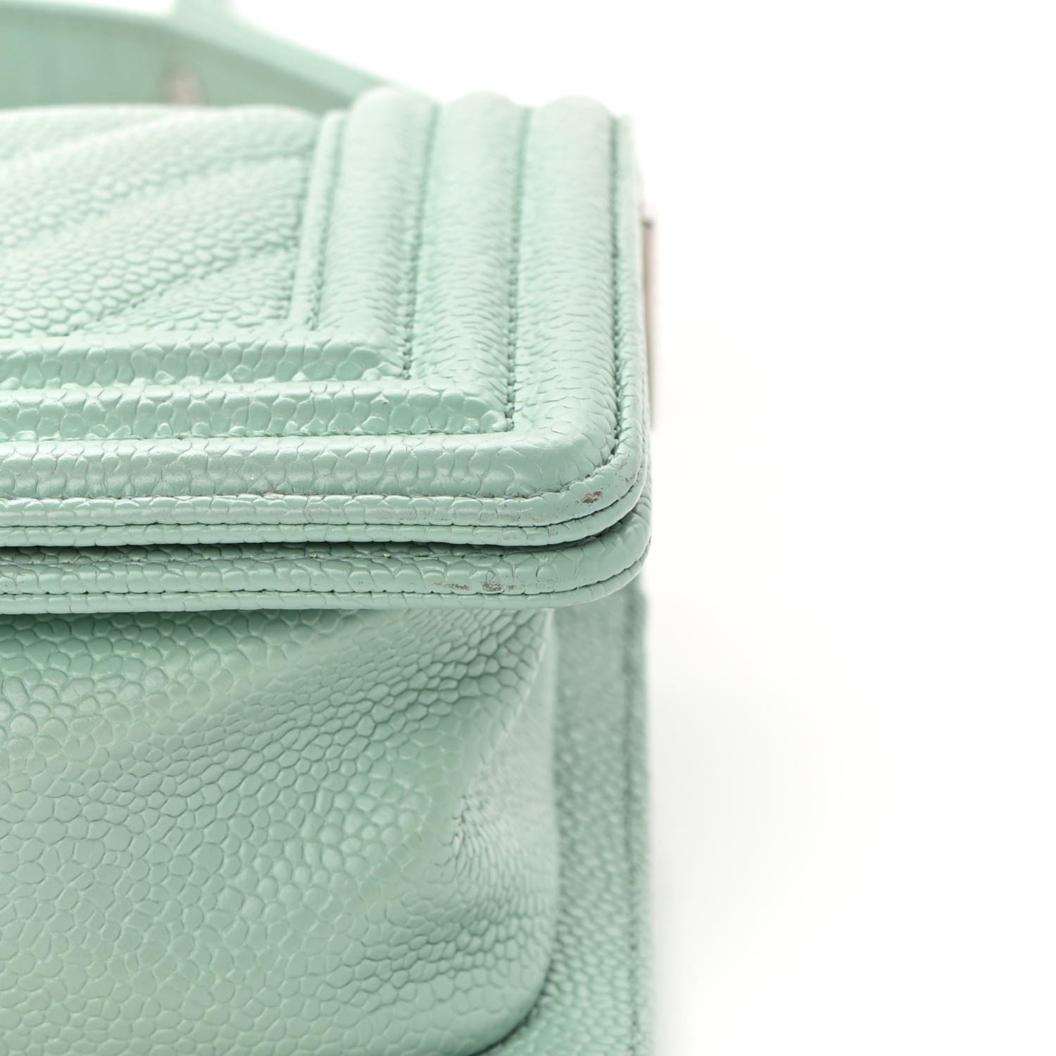 Chanel Caviar Chevron Quilted Small Boy Flap Green 11 of 13