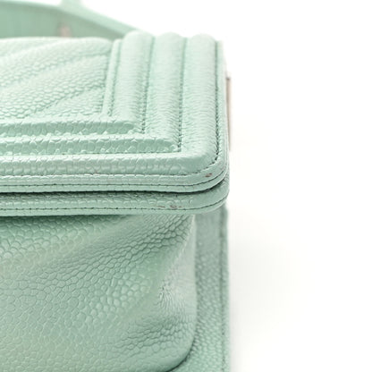 Chanel Caviar Chevron Quilted Small Boy Flap Green 11 of 13