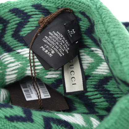 Gucci Wool Tricot Zaggede Beanie Hat M Grass Green Blue 4 of 4