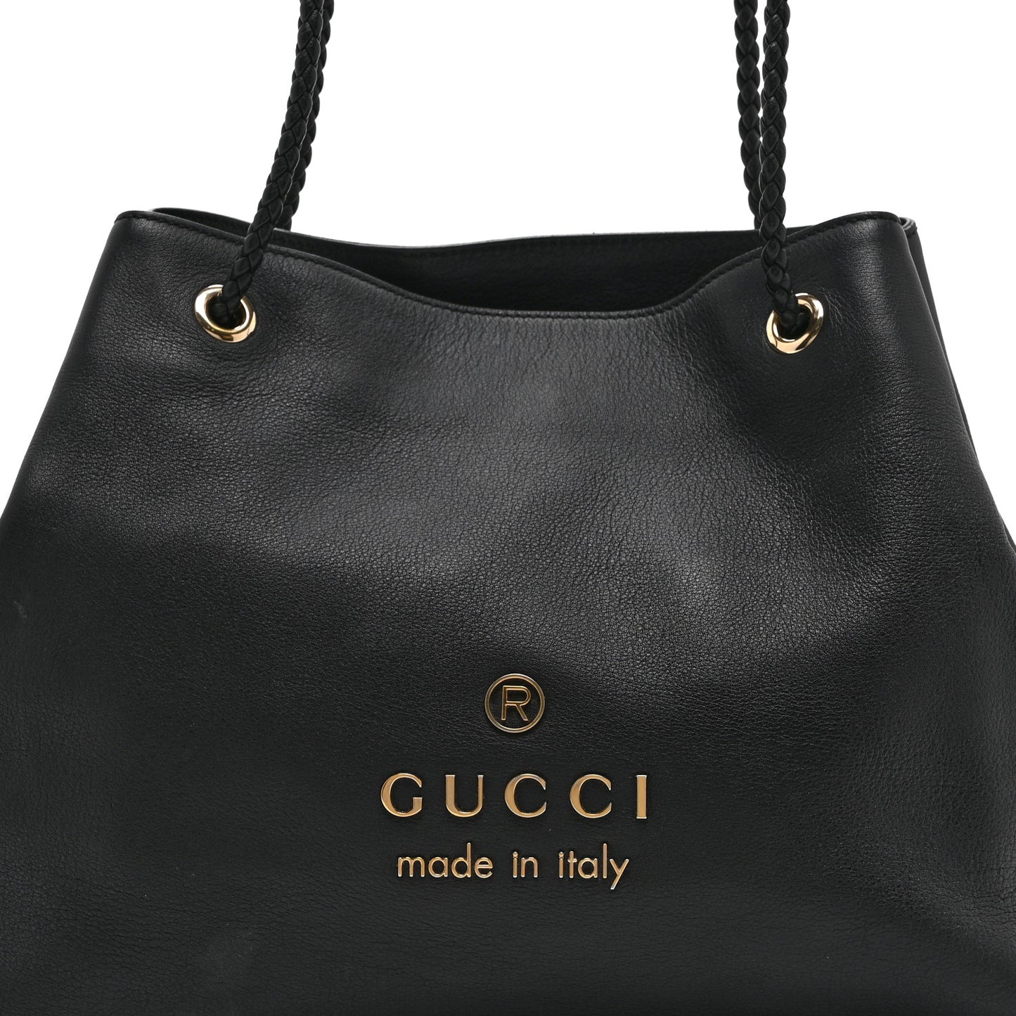 Calfskin Medium Braided Handle Gifford Tote Black