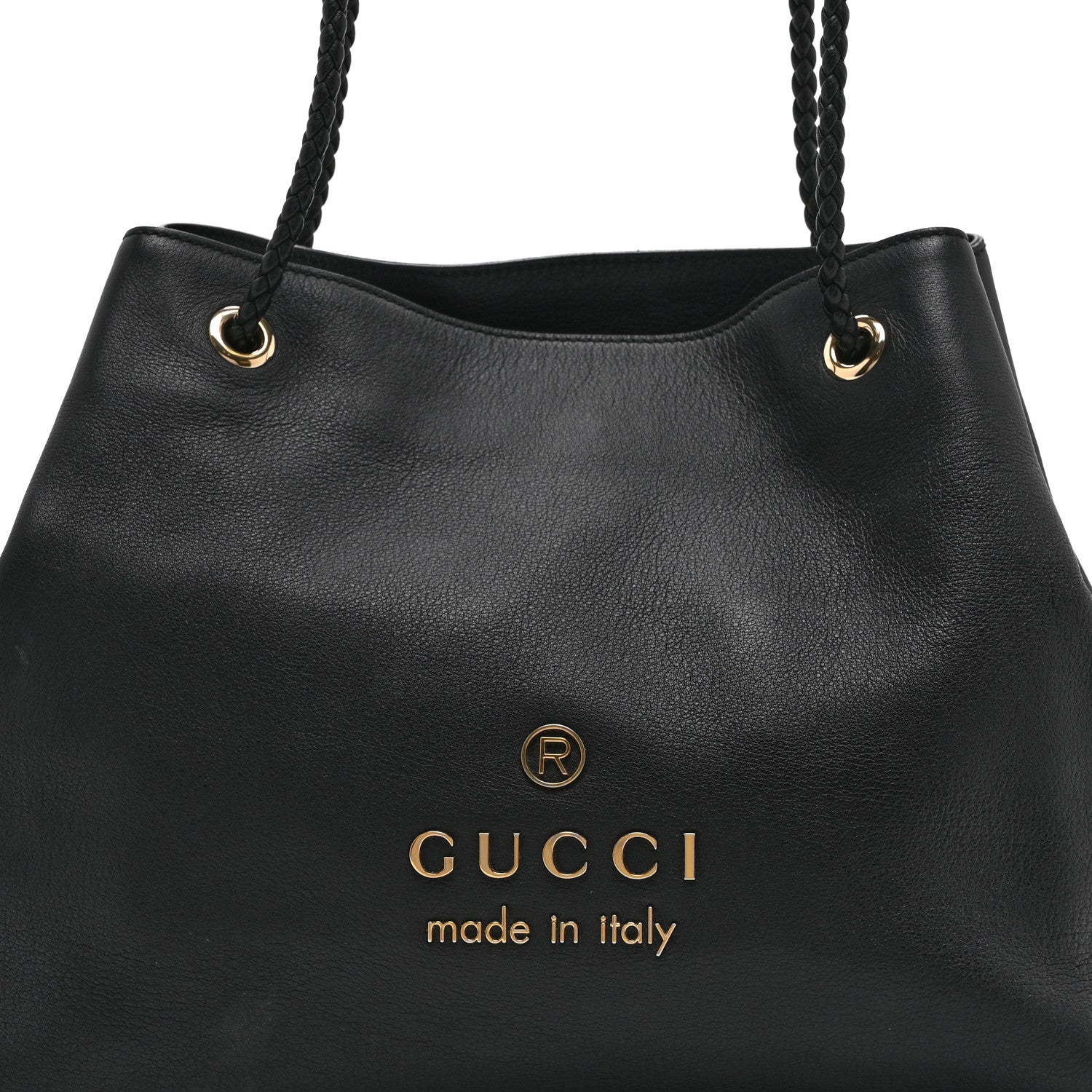 Gucci Calfskin Medium Braided Handle Gifford Tote Black 8 of 10