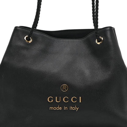 Gucci Calfskin Medium Braided Handle Gifford Tote Black 8 of 10