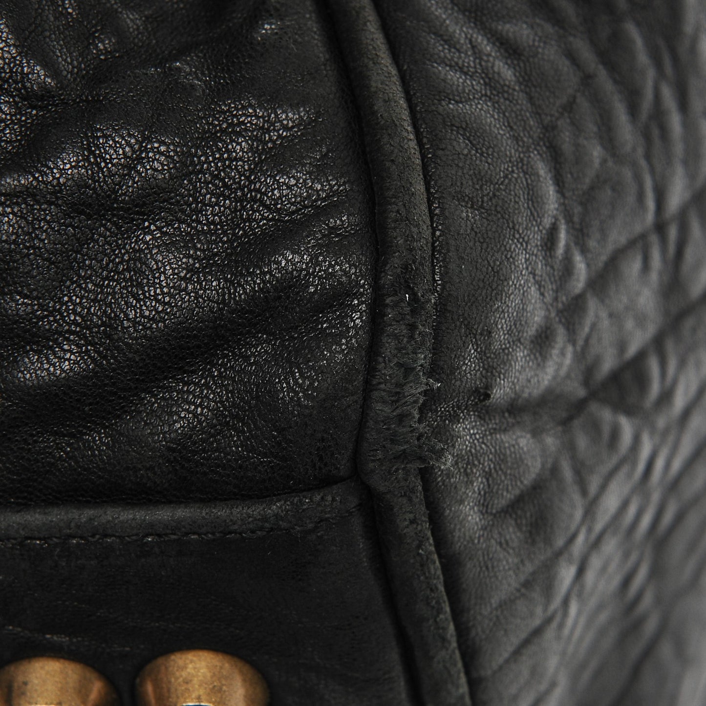 Pebbled Lambskin Rocco Black Antique Brass Hardware