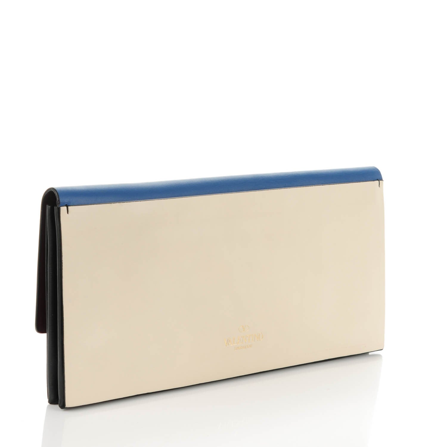 Valentino Garavani Calfskin Colorblock Mime Clutch Ruby Marine 3 of 9