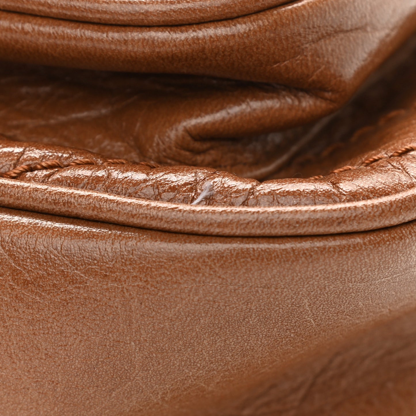 Crinkled Calfskin Matelasse Monogram Medium Niki Chain Satchel Caramel