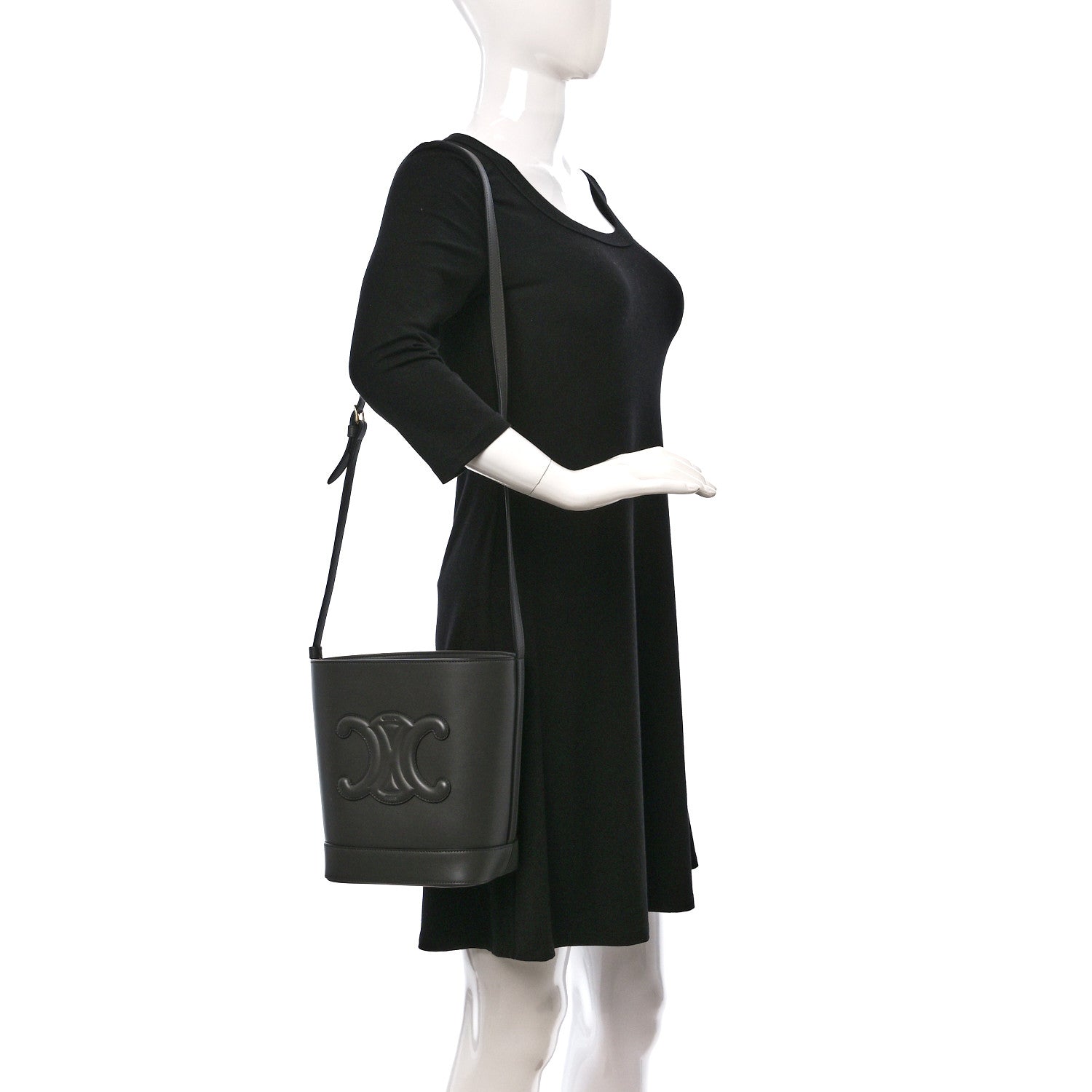 Celine Smooth Calfskin Small Cuir Triomphe Bucket Bag Grey 2 of 8