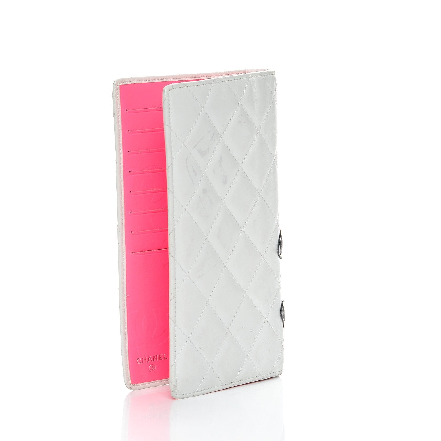 Chanel Calfskin Quilted Cambon Yen Wallet White Black 3 of 9