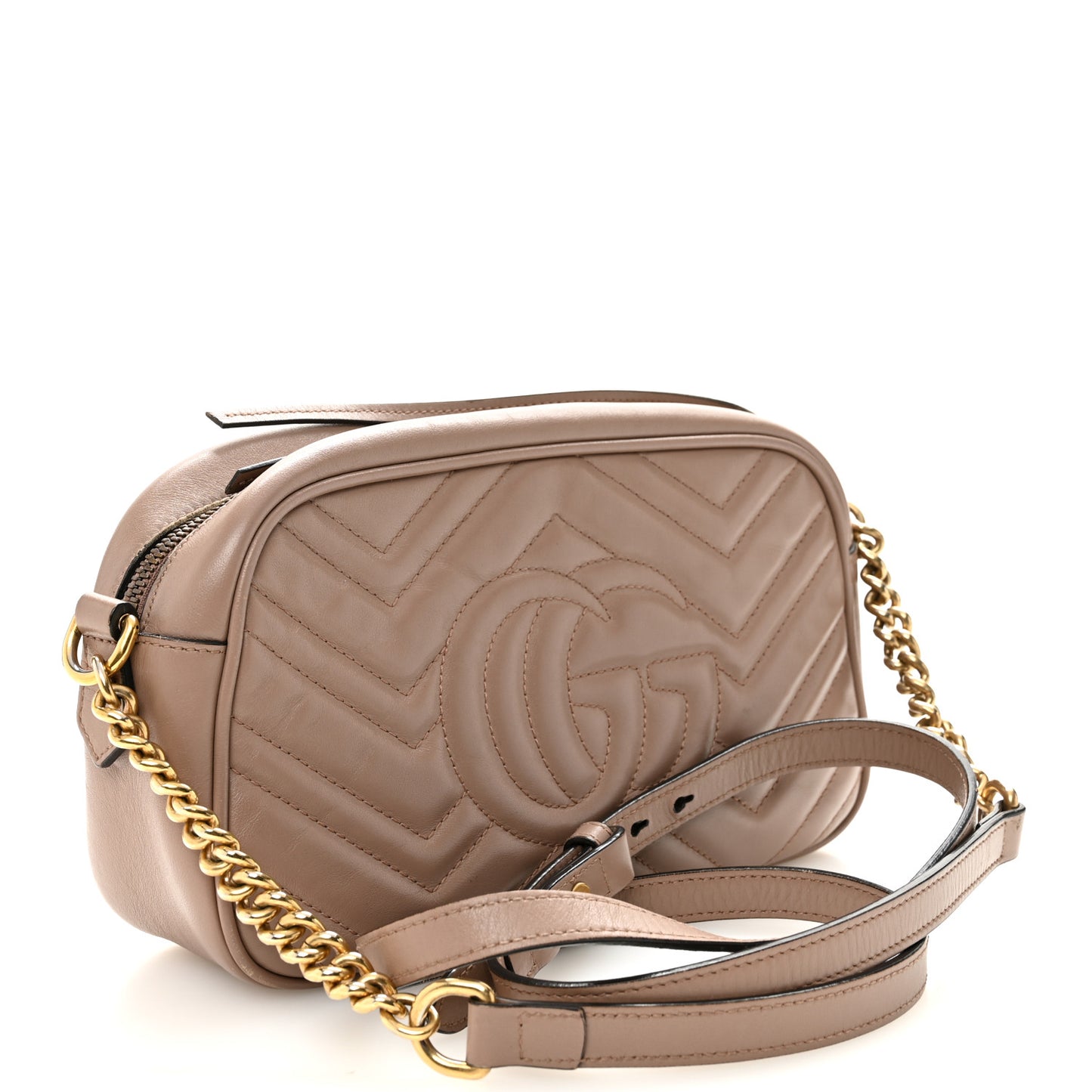Calfskin Matelasse Small GG Marmont Chain Shoulder Bag Porcelain Rose