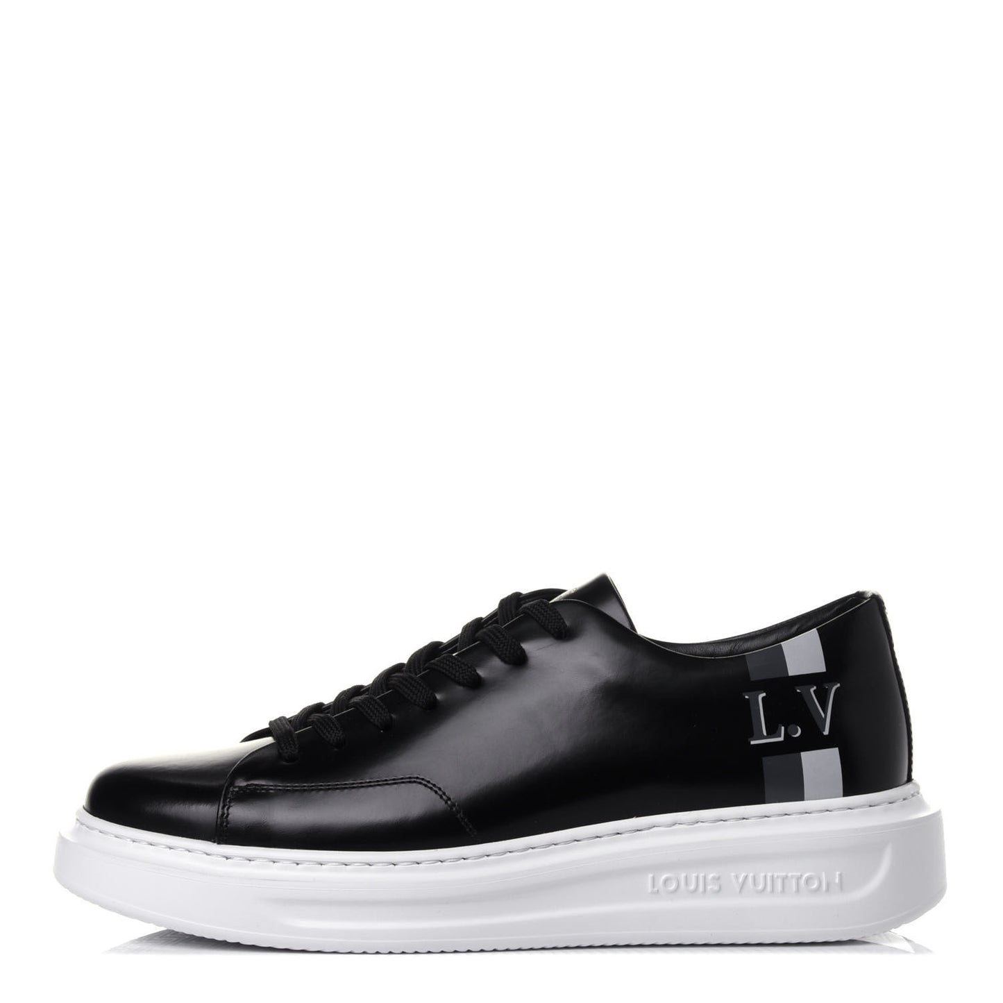 Glazed Calfskin Mens Beverly Hills Sneakers 5.5 Black