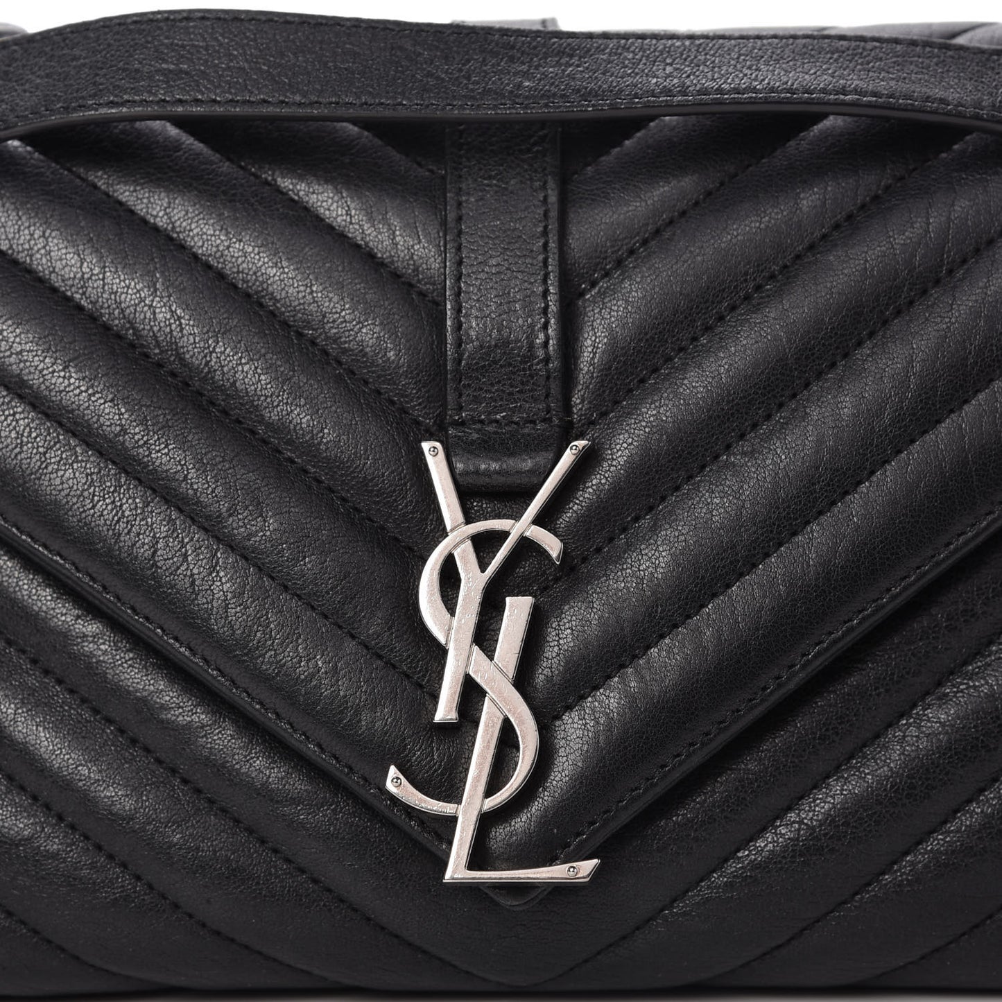 Sheepskin Matelasse Medium Monogram College Punk Chain Satchel Black