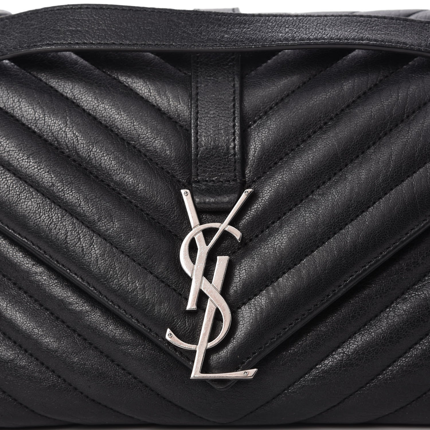 Saint Laurent Sheepskin Matelasse Medium Monogram College Punk Chain Satchel Black 9 of 9