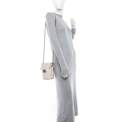 Gucci Calfskin Matelasse Mini GG Marmont 2.0 Bucket Bag White 2 of 10