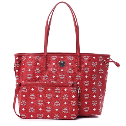 MCM Visetos Medium Reversible Shopper Tote Ruby Red 1 of 14