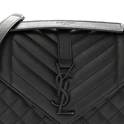 Saint Laurent Grain De Poudre Textured Mixed Matelasse Triquilt Medium Monogram Monochrome Satchel Black 8 of 15