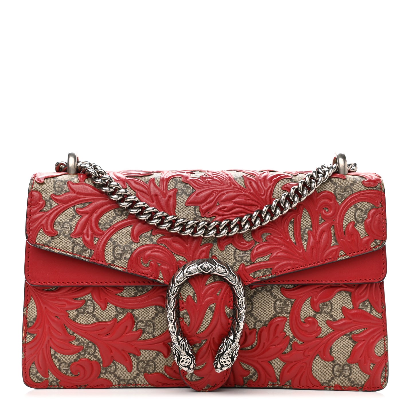 GG Supreme Monogram Arabesque Small Dionysus Shoulder Bag Hibiscus Red